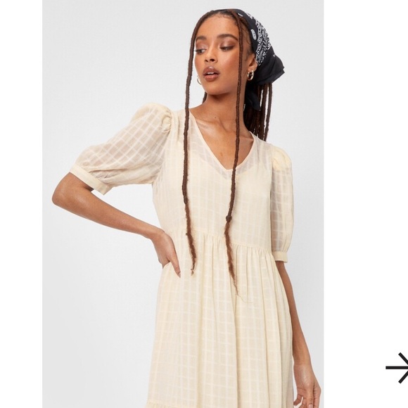 Nasty Gal Checked Puffed Sleeve Midaxi Dress - Picture 3 of 9